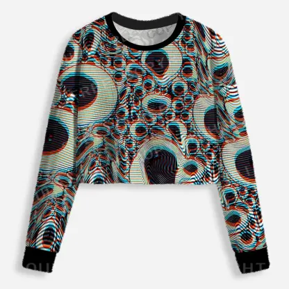 Trippy Optical Vortex Cropped Ugly Christmas Sweater
