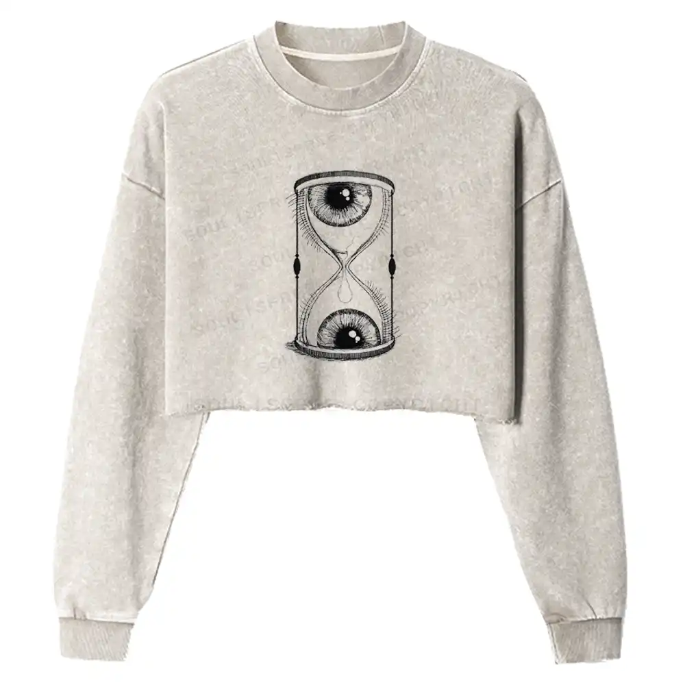 Eye Hourglass Washed Cropped Sweatshirt