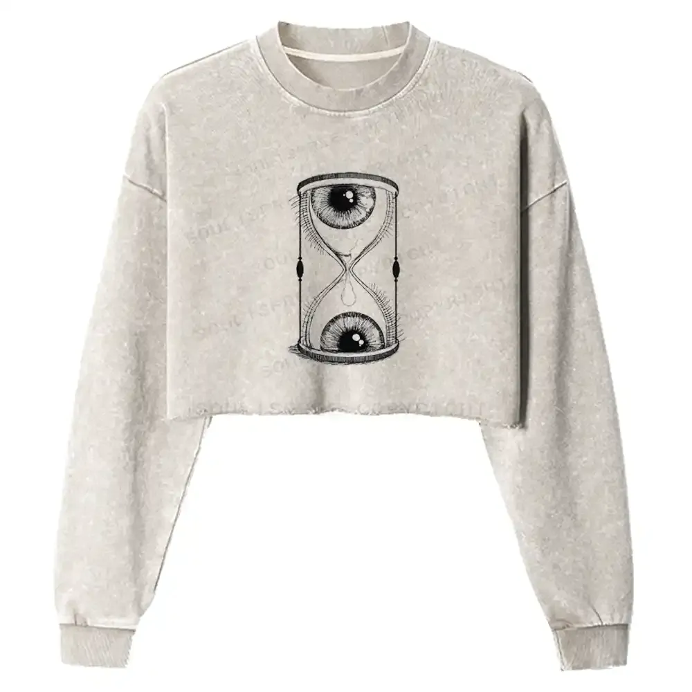 Eye Hourglass Washed Cropped Sweatshirt