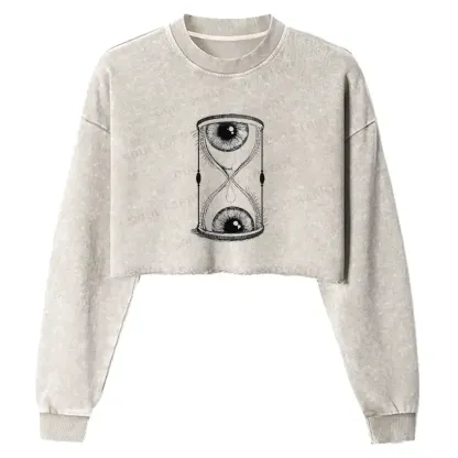 Eye Hourglass Washed Cropped Sweatshirt