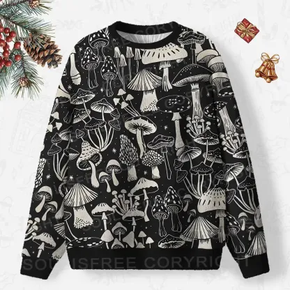 Mystic Mushroom Forest Ugly Christmas Knit Sweatshirt