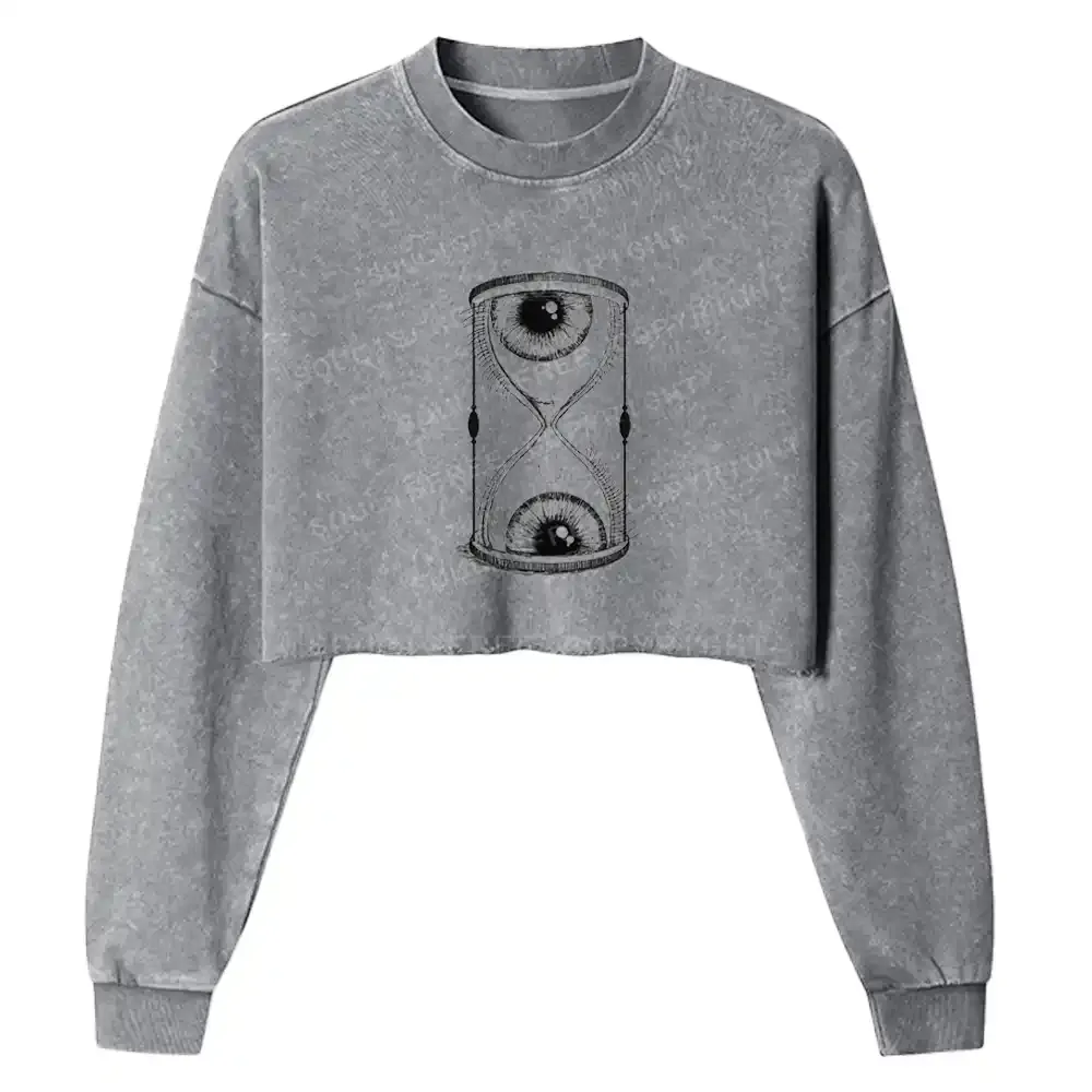 Eye Hourglass Washed Cropped Sweatshirt