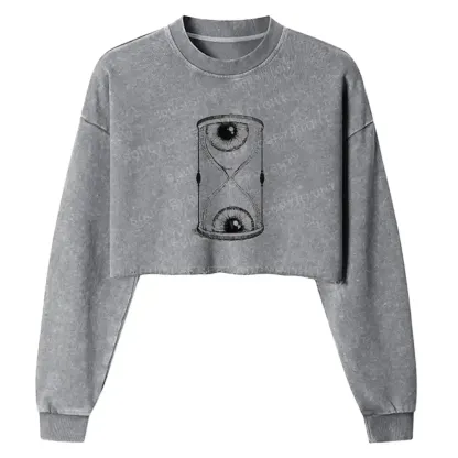 Eye Hourglass Washed Cropped Sweatshirt
