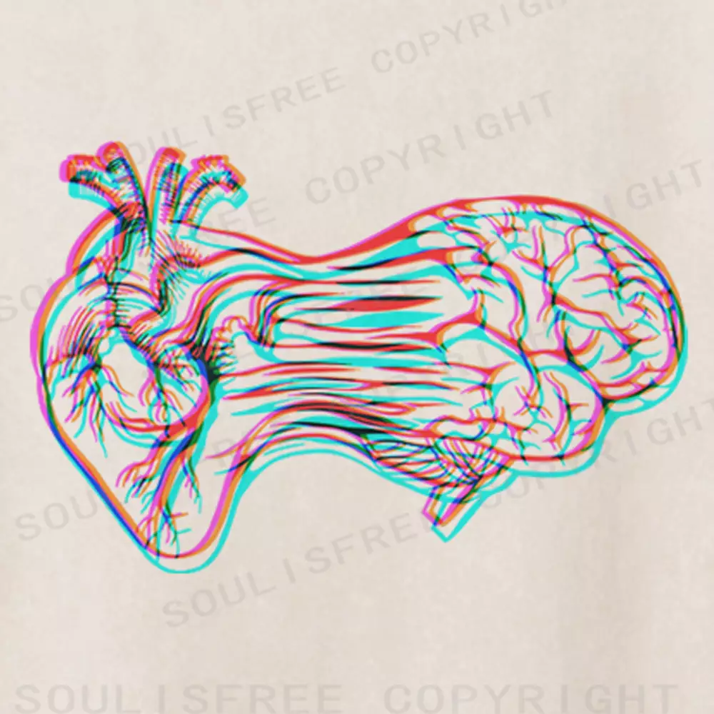 Soulisfree  Heart to Brain Connection Glitch Washed Tee