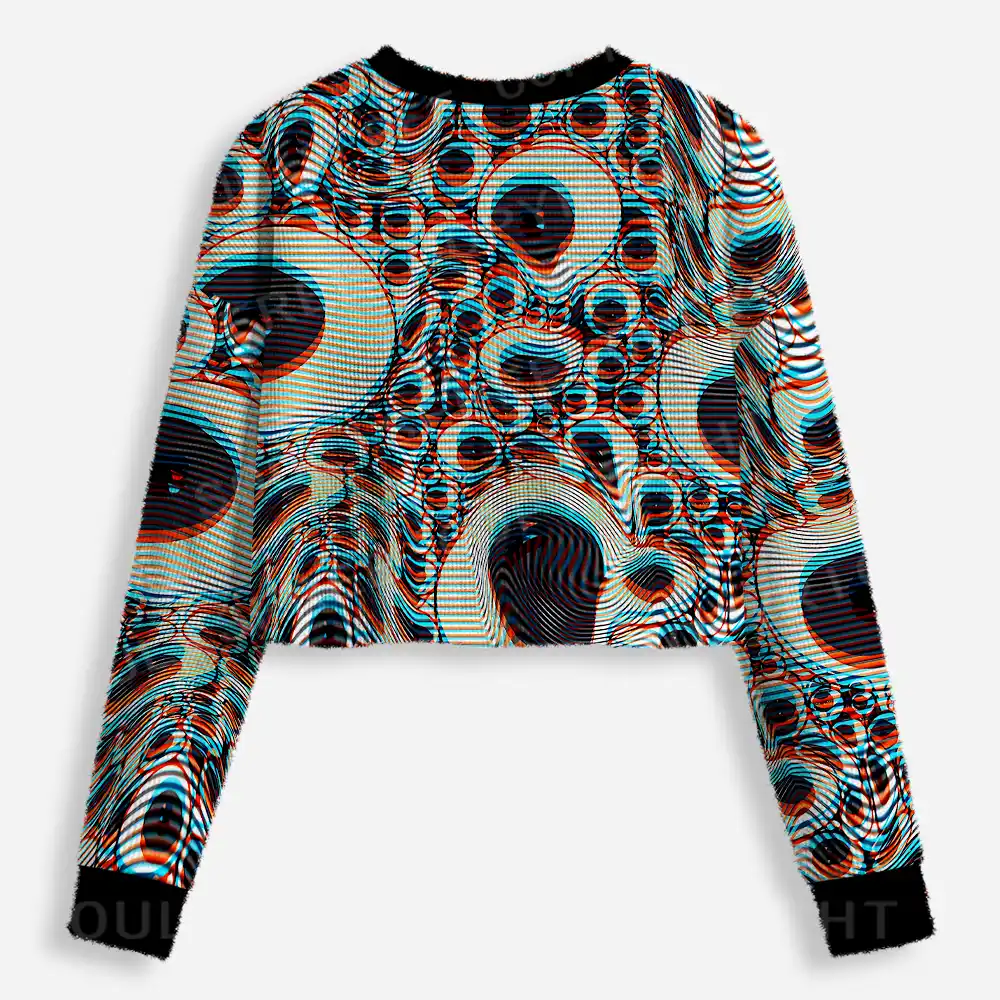 Trippy Optical Vortex Cropped Ugly Christmas Sweater
