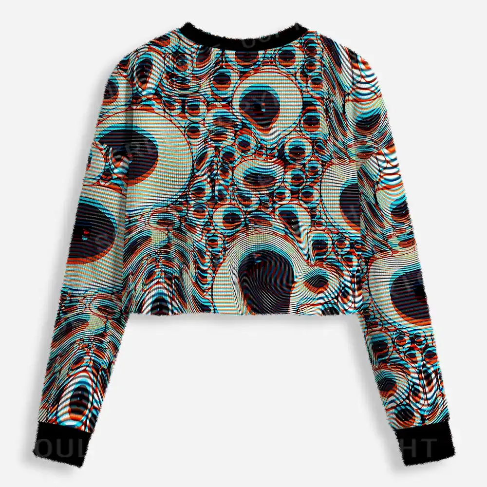 Trippy Optical Vortex Cropped Ugly Christmas Sweater