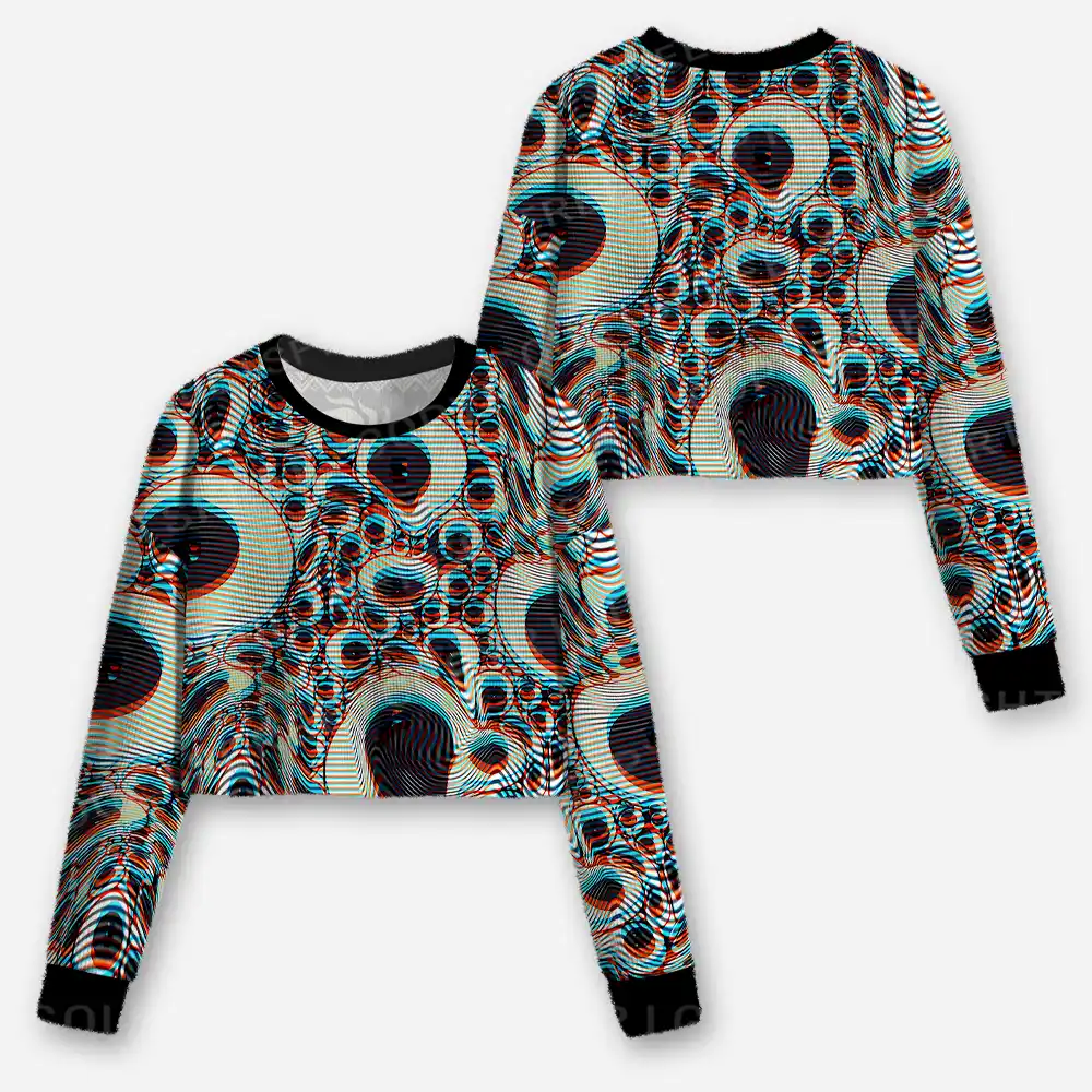 Trippy Optical Vortex Cropped Ugly Christmas Sweater