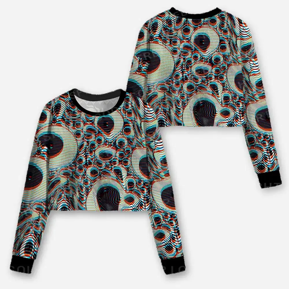 Trippy Optical Vortex Cropped Ugly Christmas Sweater