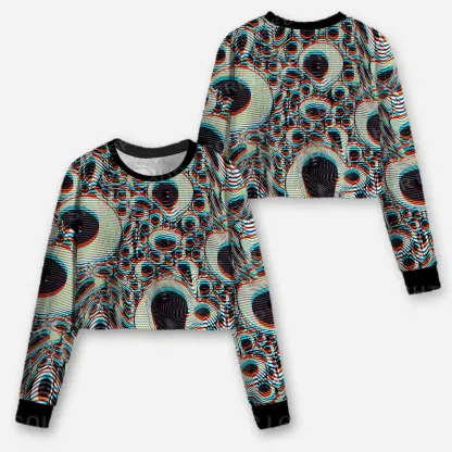 Trippy Optical Vortex Cropped Ugly Christmas Sweater