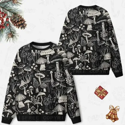 Mystic Mushroom Forest Ugly Christmas Knit Sweatshirt
