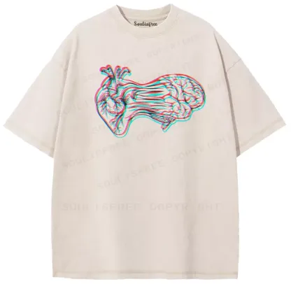 Soulisfree  Heart to Brain Connection Glitch Washed Tee
