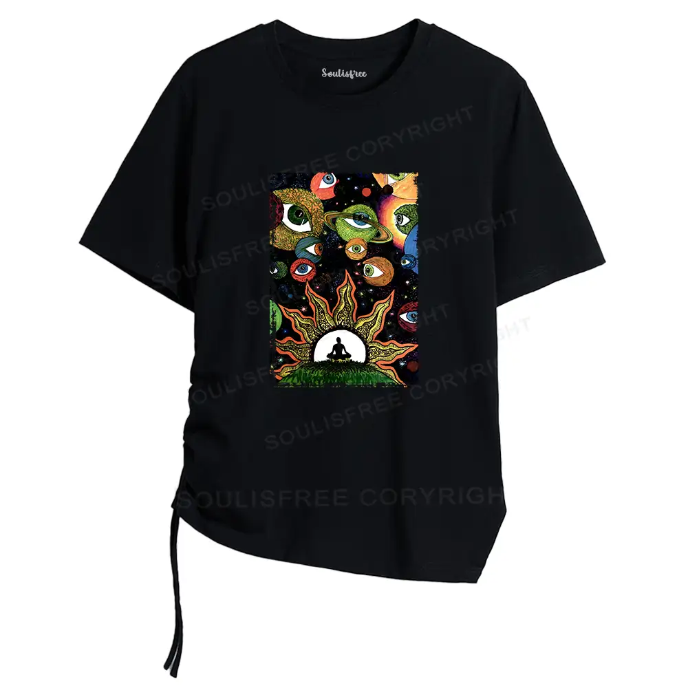 Meditation Of The Sun And Moon Asymmetrical Top With Side Drawstring