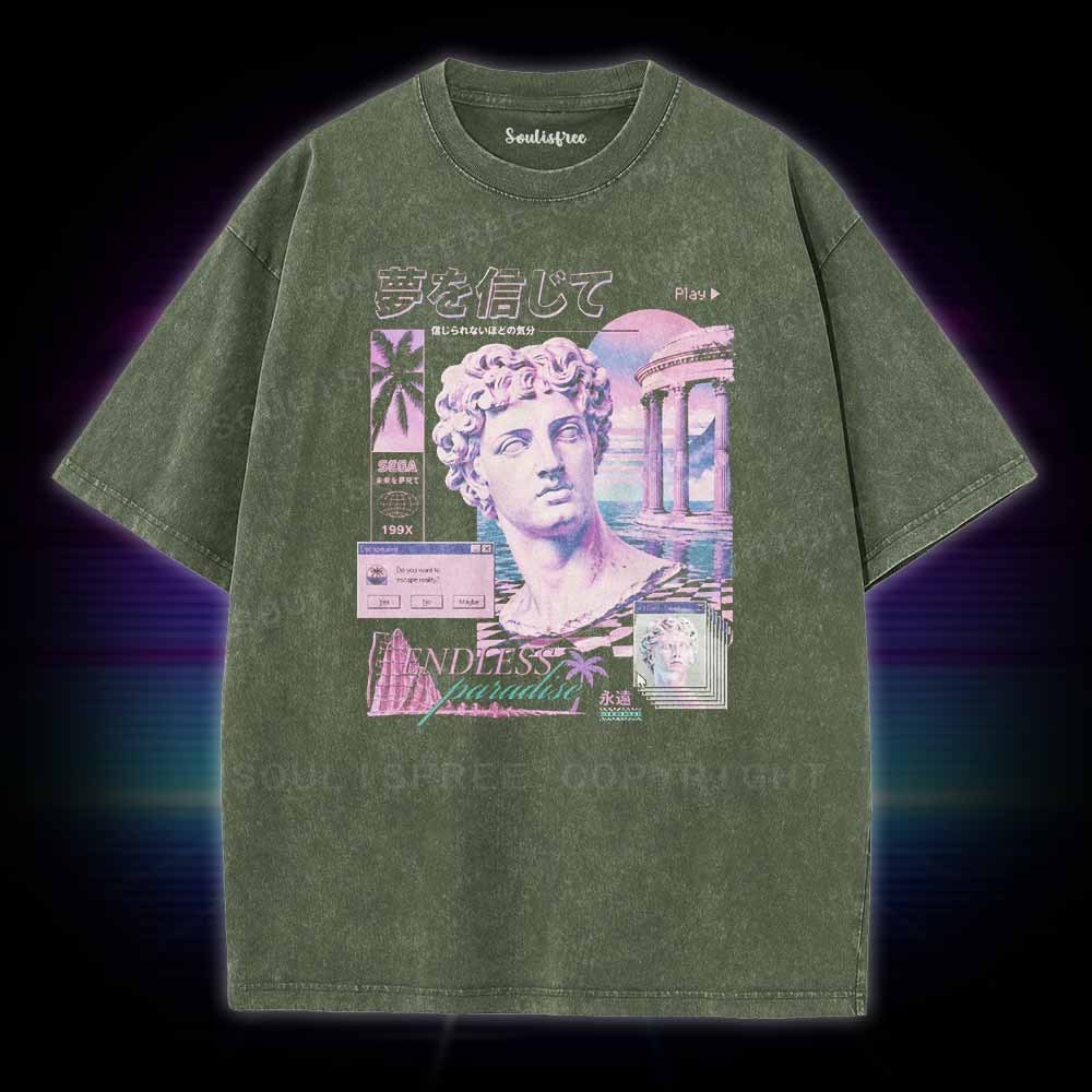 Soulisfree Vaporwave Statue  Washed Tee