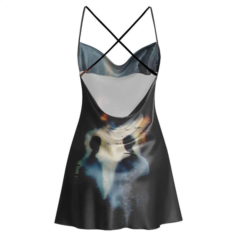 Soulisfree  Before Flame Aura  Cowl Neck Satin Mini Dress