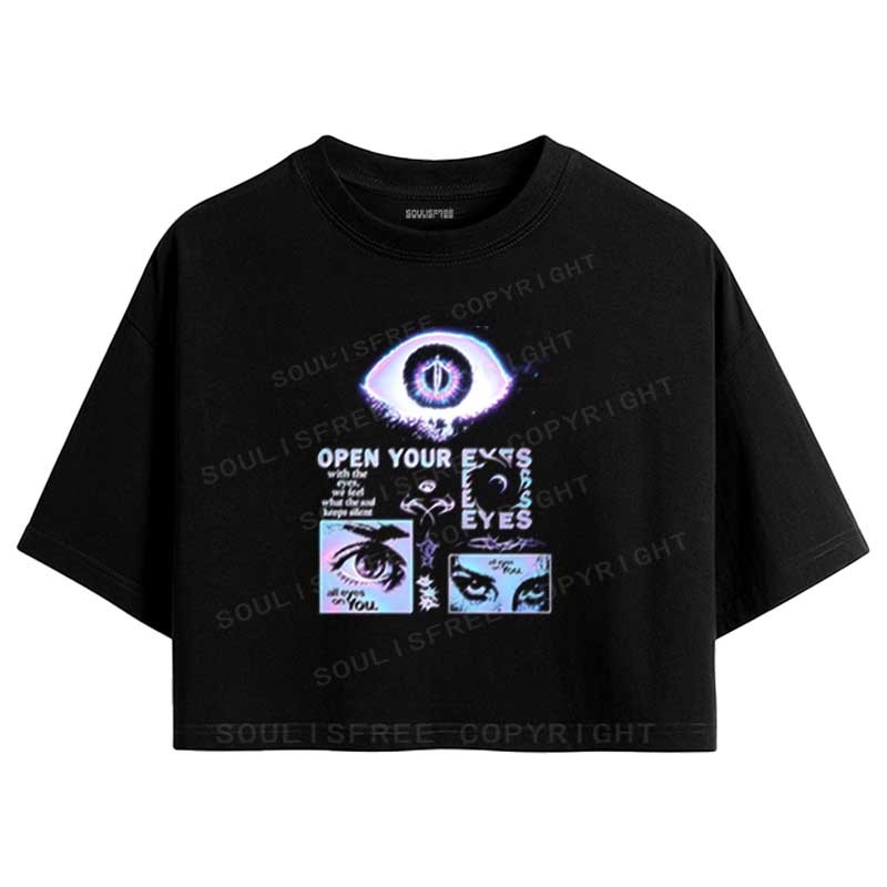 Designed Soulisfree All Eyes On You Raglan Crop Tee