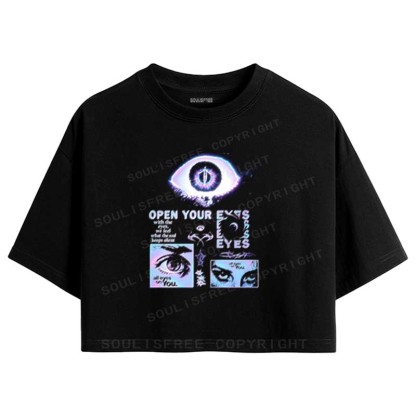 Soulisfree All Eyes On You  Raglan Crop Tee