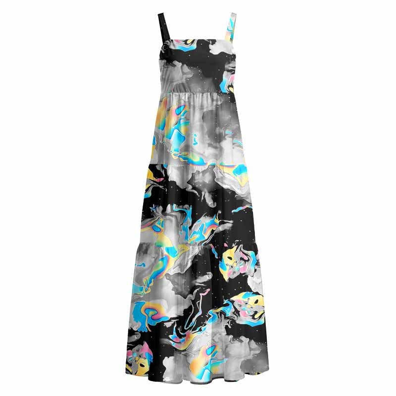 Soulisfree Cyber Iridescent Fluid Boho Maxi Dress