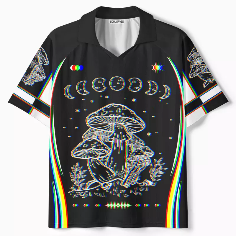 Soulisfree Mushroom and Moon Polo Collar Unisex Jersey
