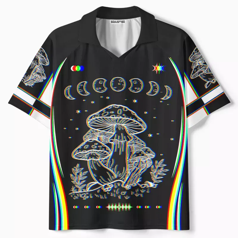 Designed Soulisfree Mushroom and Moon Polo Collar Unisex Jersey | Soulisfree
