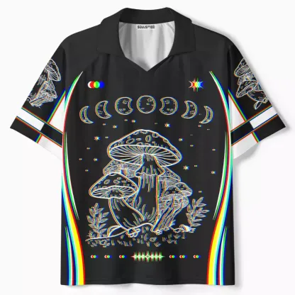 Soulisfree Mushroom and Moon Polo Collar Unisex Jersey