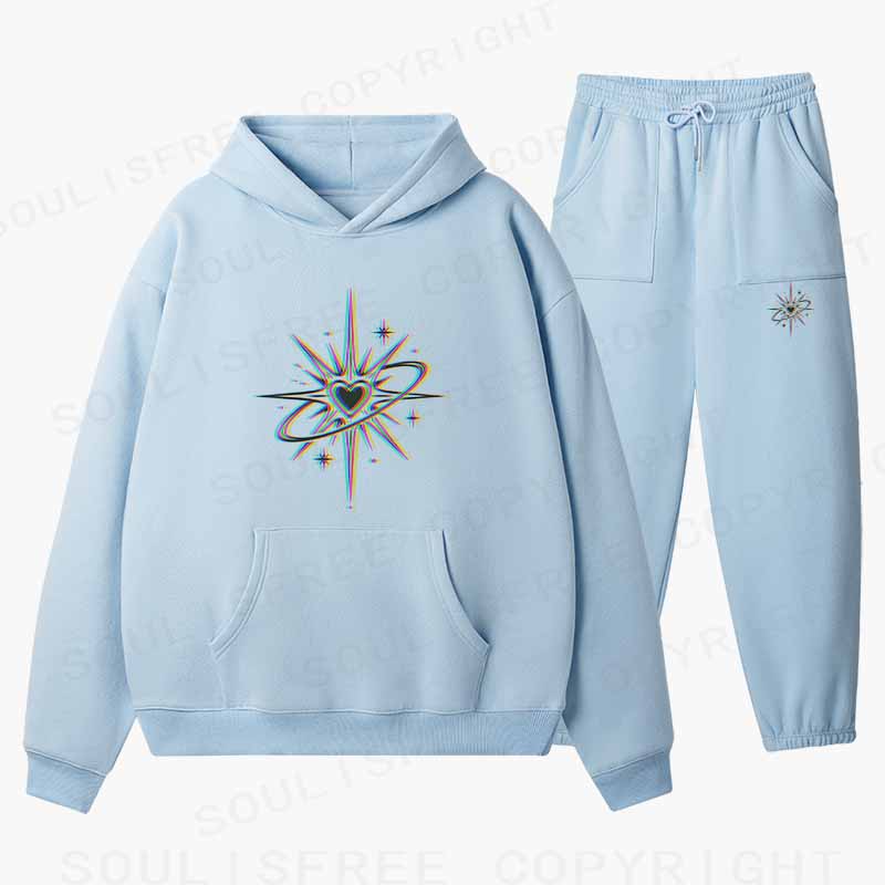 Soulisfree Chromatic Cosmic Love Cotton Fleece Hoodie Set