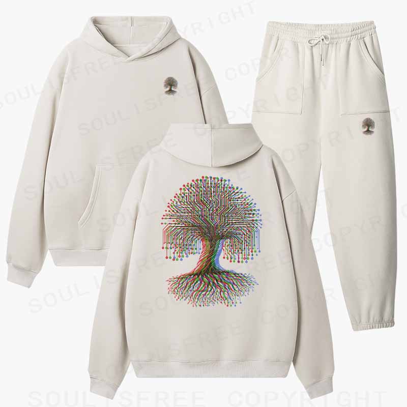 Soulisfree DIGITAL TREE OF LIFE Cotton Fleece Hoodie Set