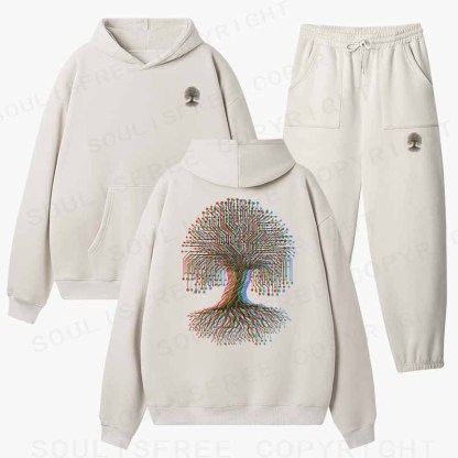 Soulisfree DIGITAL TREE OF LIFE Cotton Fleece Hoodie Set