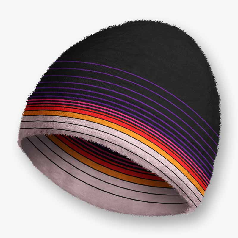Soulisfree Synthwave Gradient Sunset Fuzzy Beanie