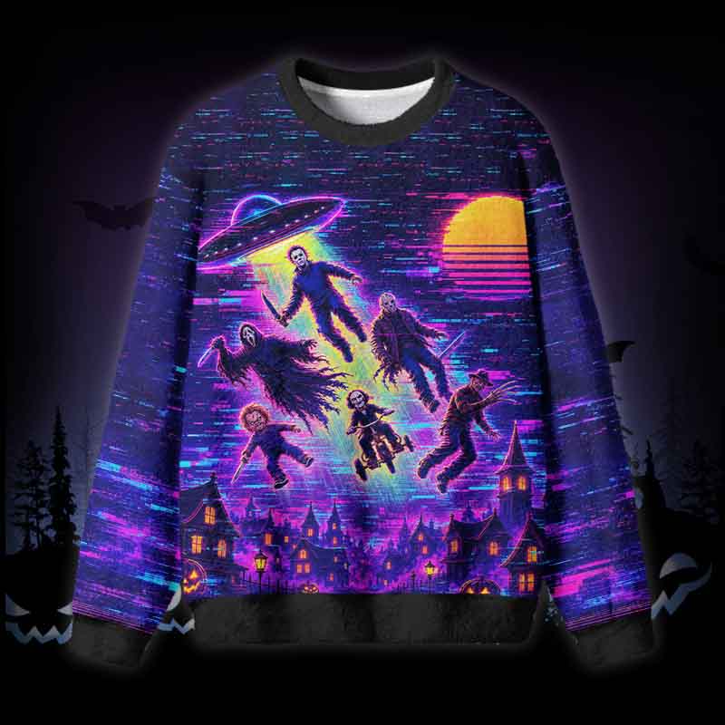 Soulisfree NIGHTMARE ABDUCTION Fuzzy Crewneck Sweater