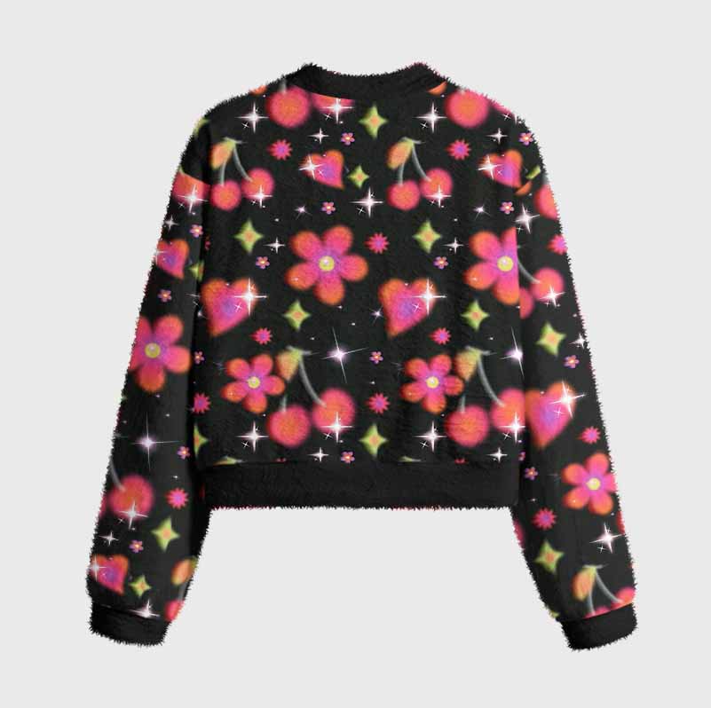 Soulisfree  Stardust Love Garden Women's Fuzzy Crewneck Sweater