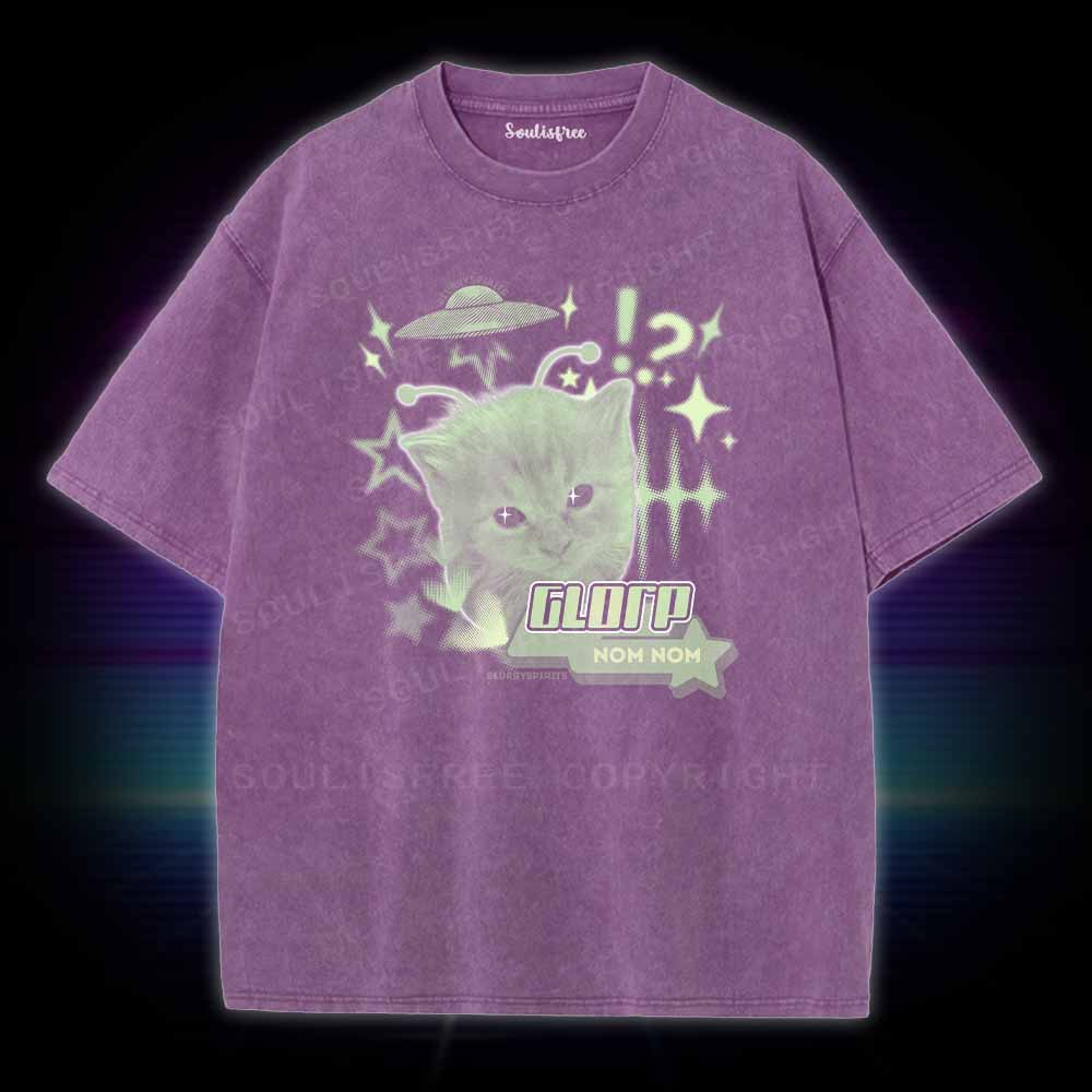 SoulisfreeGlorp Alien Cat Meme Washed Tee