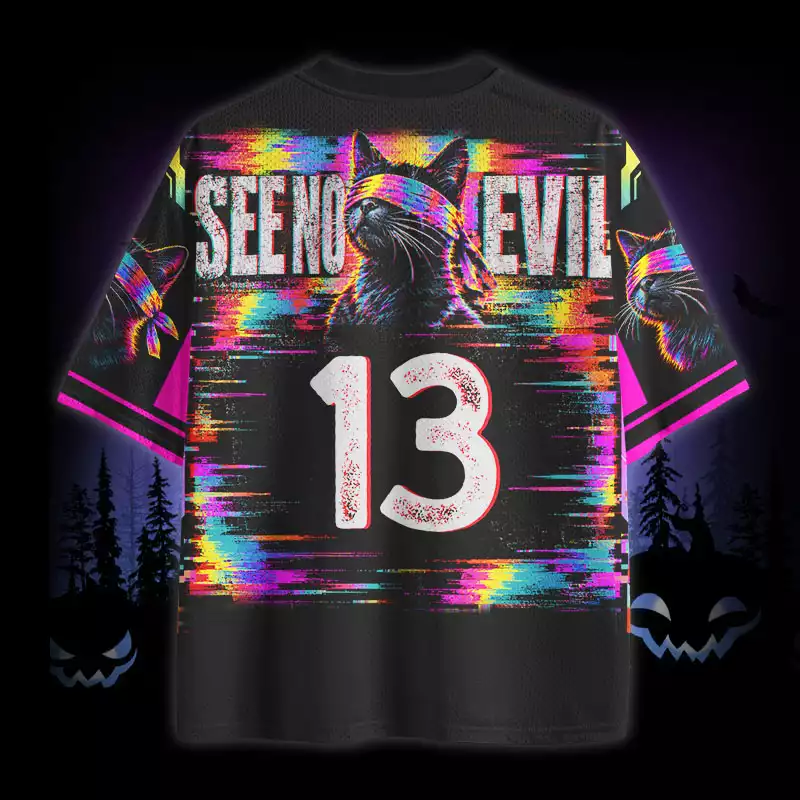 Soulisfree Black Cat See No Evil Mesh Jersey