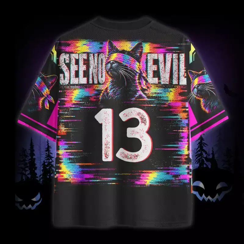 Soulisfree Black Cat See No Evil Mesh Jersey
