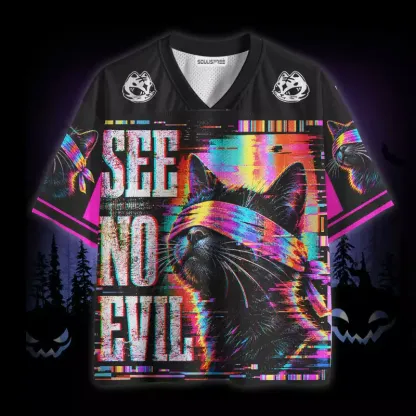 Soulisfree Black Cat See No Evil Mesh Jersey