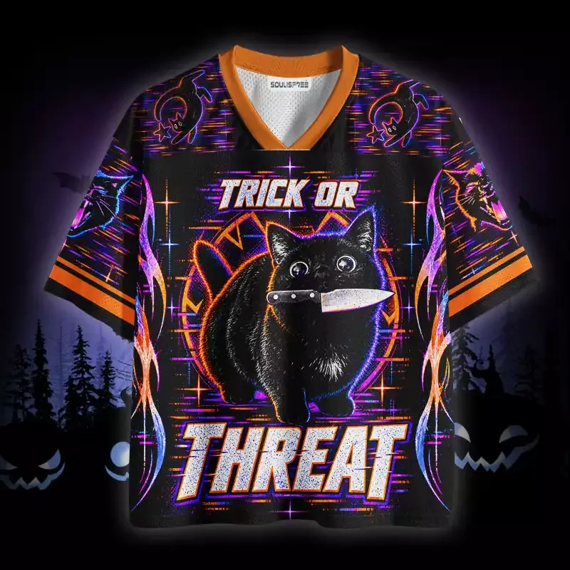 Soulisfree Black Cat Trick Or Threat Mesh Jersey