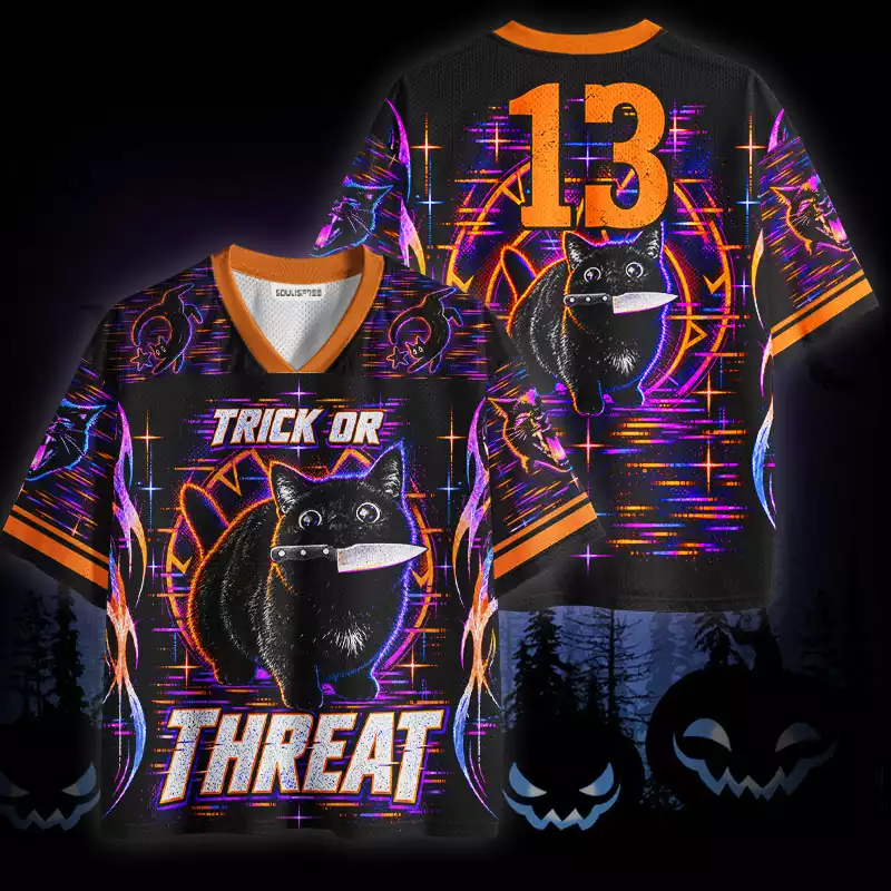 Soulisfree Black Cat Trick Or Threat Mesh Jersey