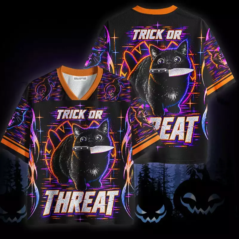 Soulisfree Black Cat Trick Or Threat Mesh Jersey