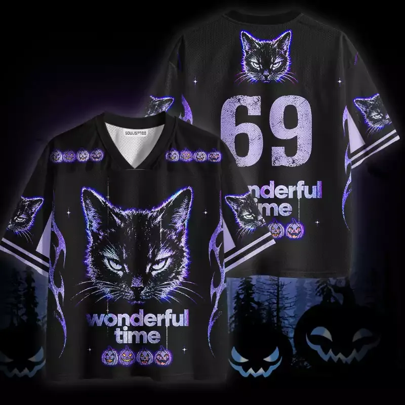 Soulisfree Black Cat Wonderful Time Mesh Jersey