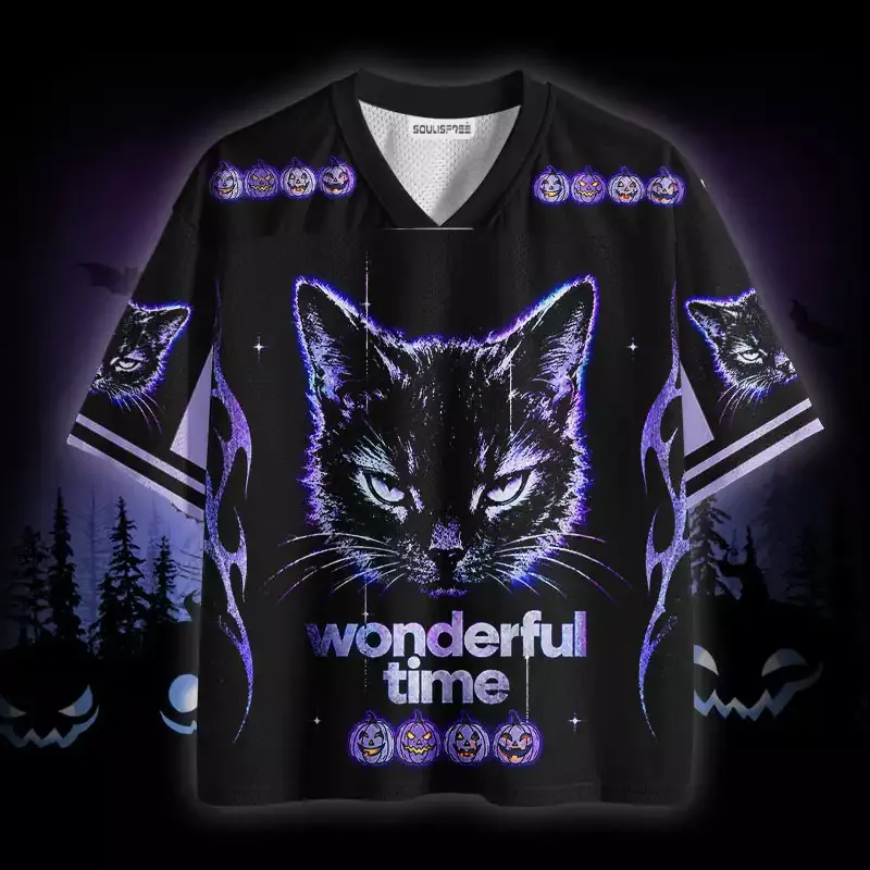 Soulisfree Black Cat Wonderful Time Mesh Jersey