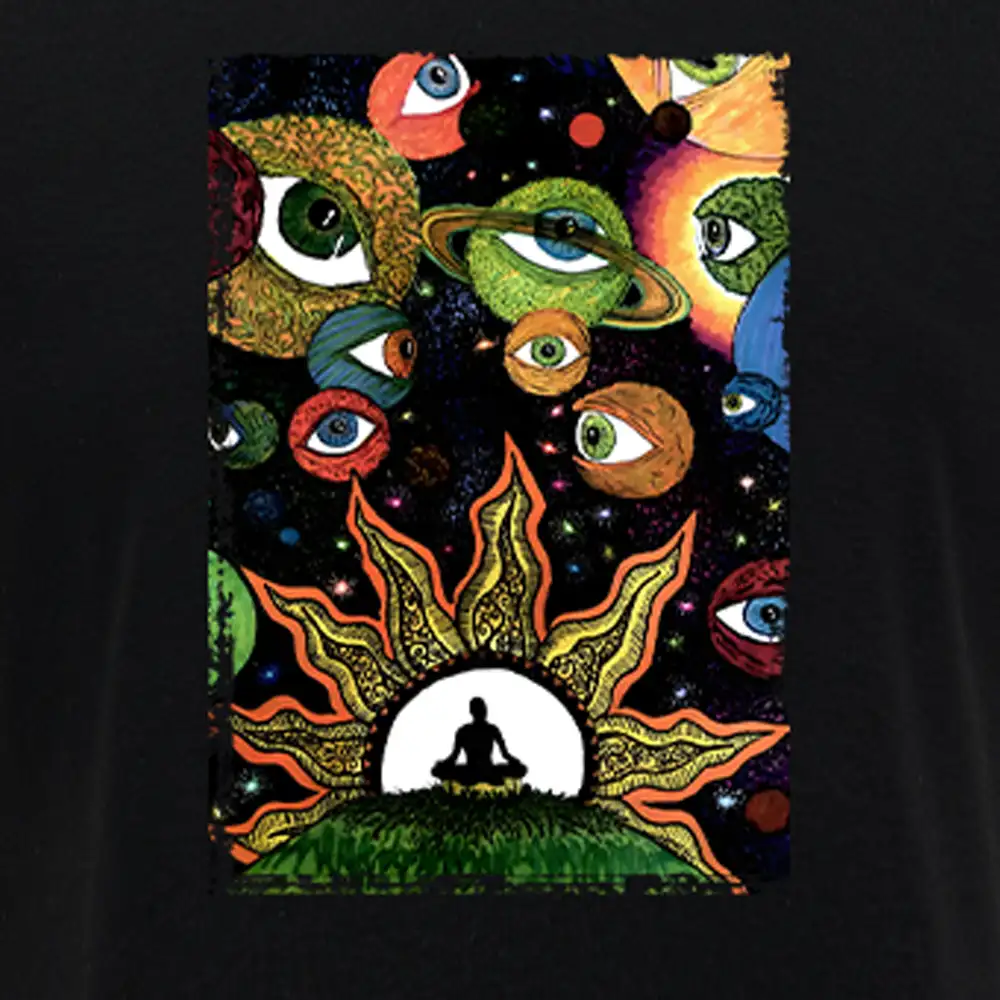 Meditation Of The Sun And Moon Block Raglan Long Sleeve Crop Top