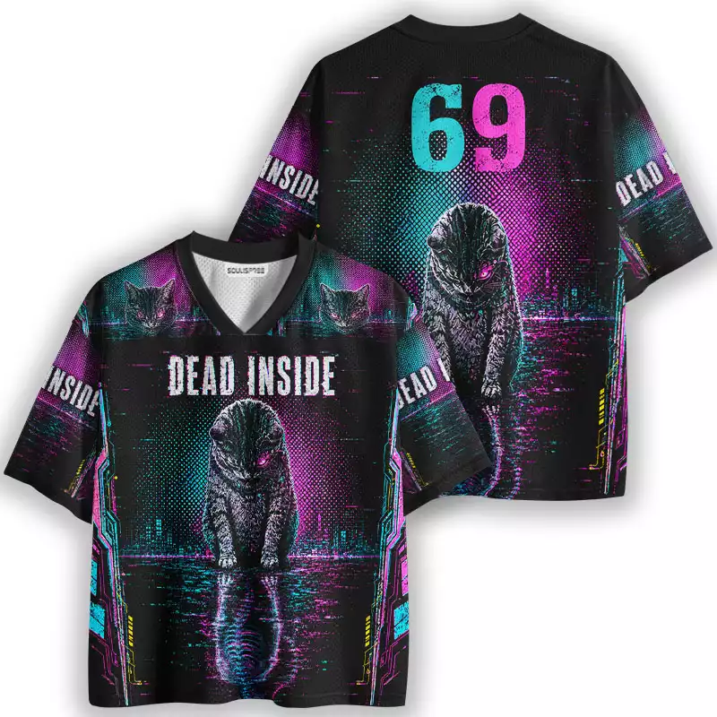 Soulisfree Cat Dead Inside Mesh Jersey