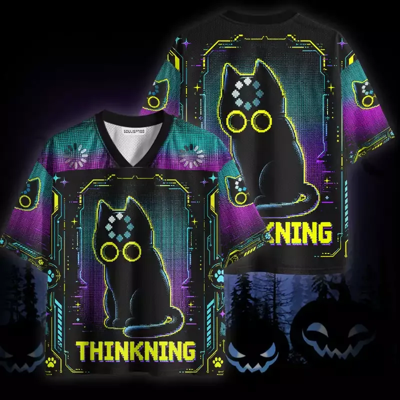 Soulisfree Cat Thinking Mesh Jersey
