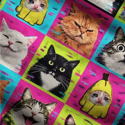 Soulisfree Cat meme grid Fuzzy Cardigan Sweater