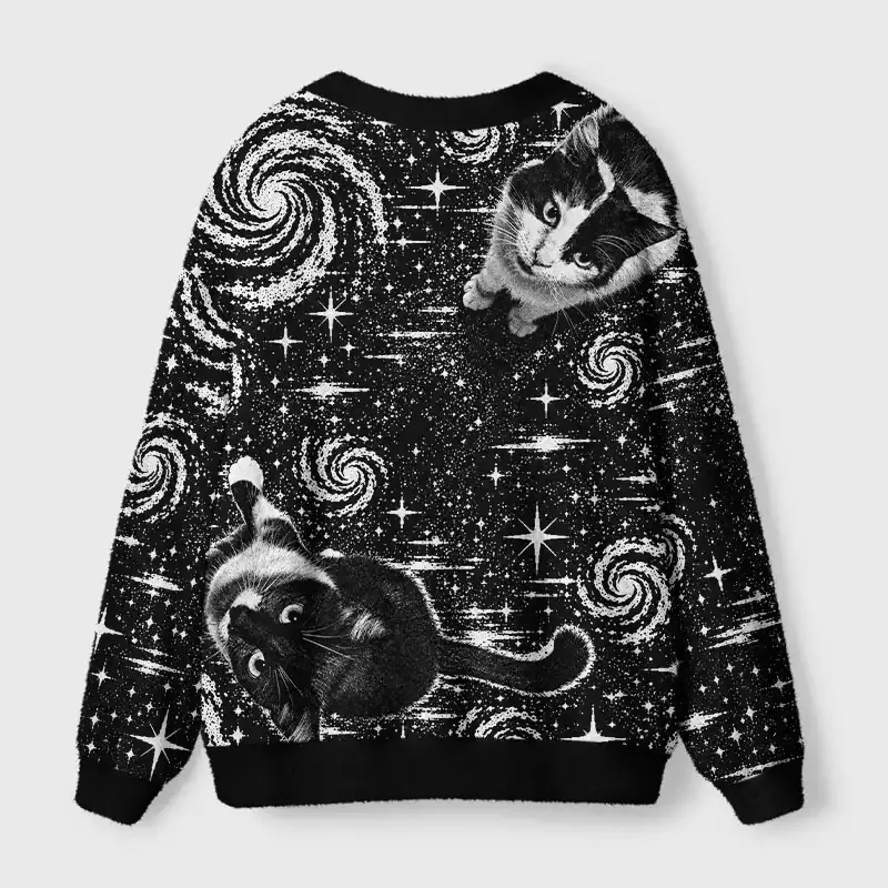 Soulisfree Cats among spiral galaxies Cardigan Fuzzy Cardigan Sweater