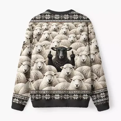 Soulisfree Cheeky Black Sheep Fuzzy Crewneck Sweater