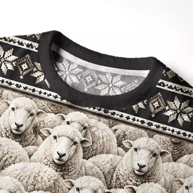 Soulisfree Cheeky Black Sheep Fuzzy Crewneck Sweater