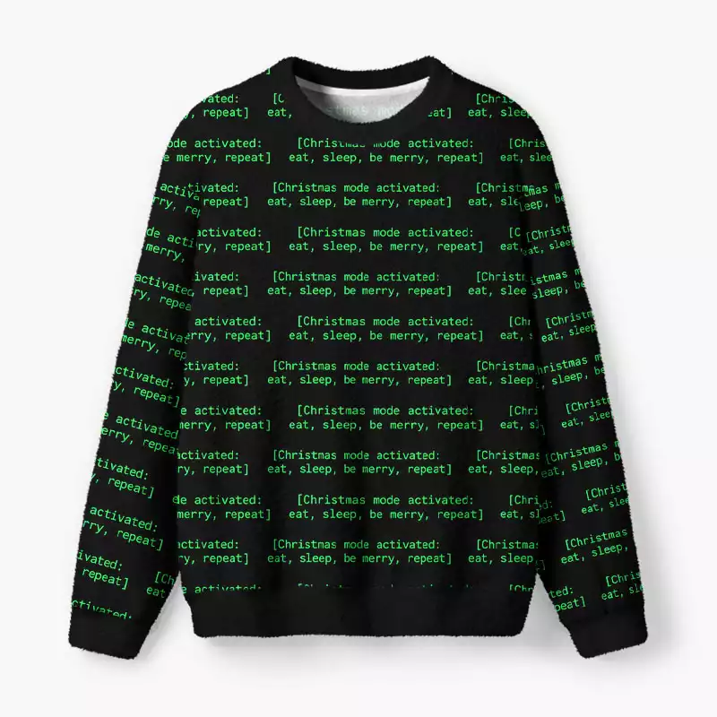 Soulisfree Christmas Mode Activated Fuzzy Crewneck Sweater