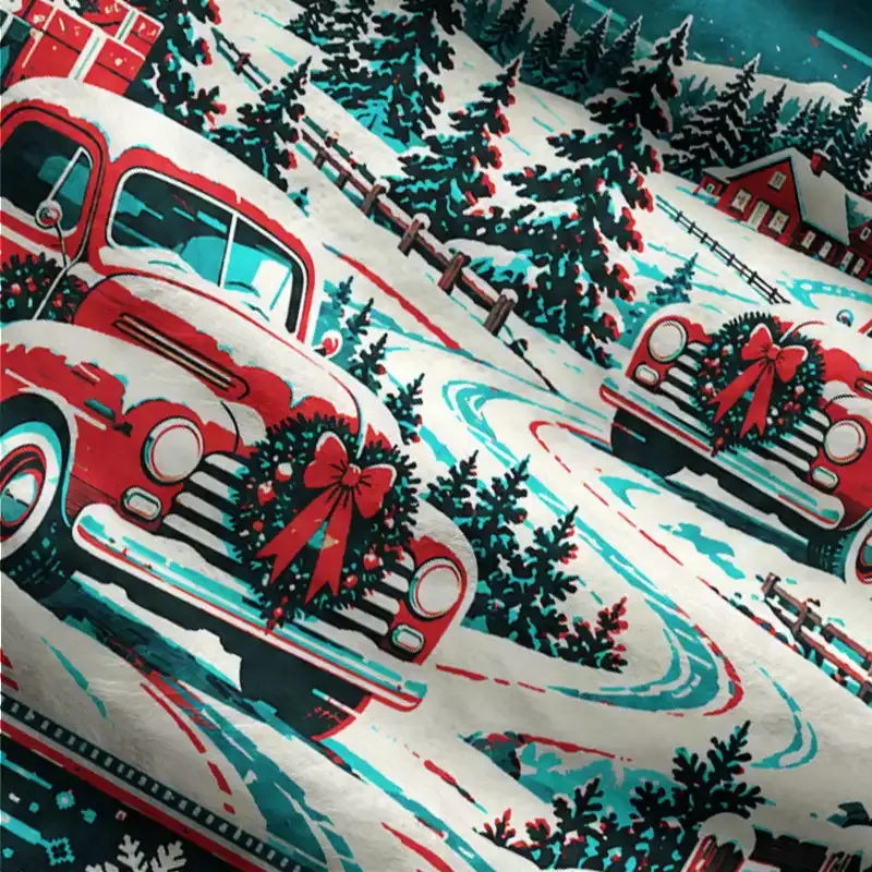 Soulisfree Christmas Truck Parade Fuzzy Cardigan Sweater
