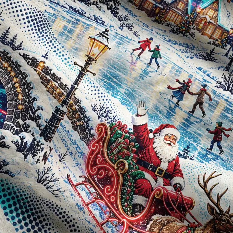 Soulisfree Christmas Village Fuzzy Cardigan Sweater