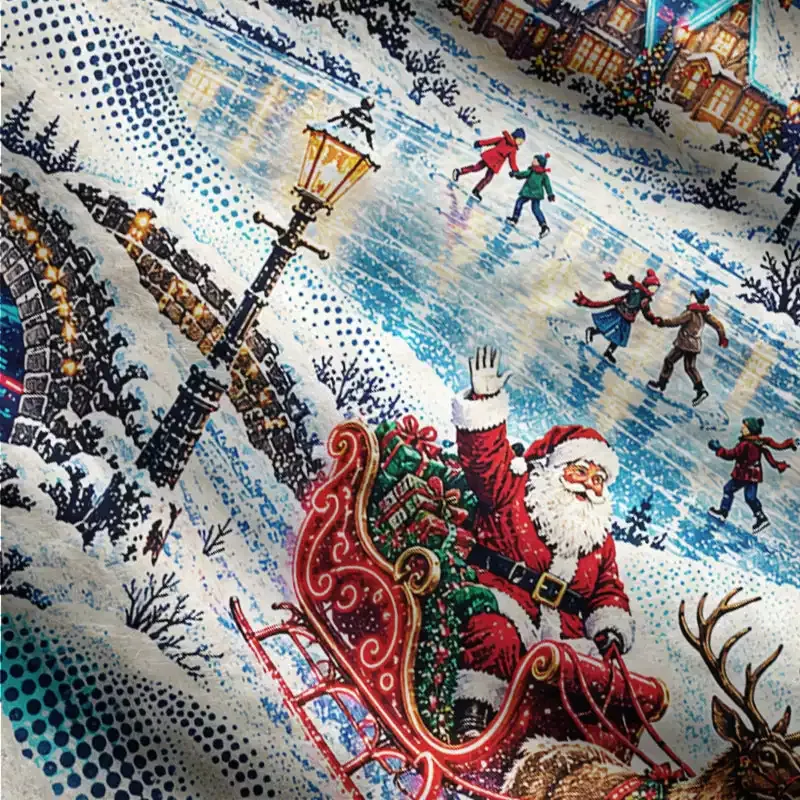 Soulisfree Christmas Village Fuzzy Cardigan Sweater